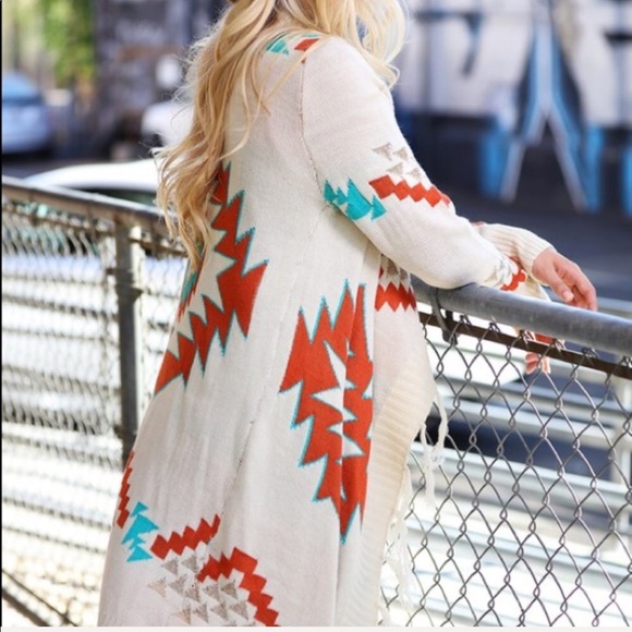 Aztec Open Front Cardigan - Picture 4 of 7